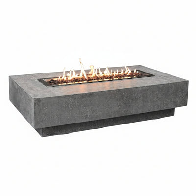 Hampton Fire Table Outdoor Fire Pit 56" X 32" Cast Concrete Firepit Includes Lava Rocks 45,000 Btus Outdoor Fireplace for Patio Furniture Set, Deck, Porch, Outdoor Heater - Liquid Propane