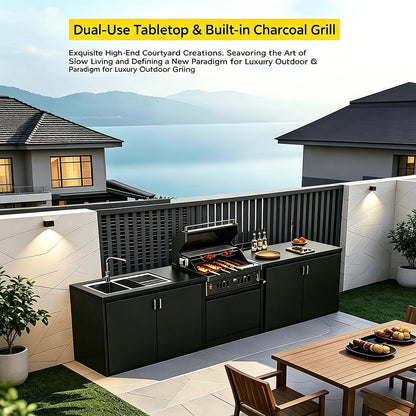 27-Inch Heavy Duty Charcoal Grill, 304 Stainless Steel Portable Outdoor BBQ with Adjustable Tray, Large Front Door & Side Vents for Backyard, Patio, Camping Family BBQ Gatherings — product view 2