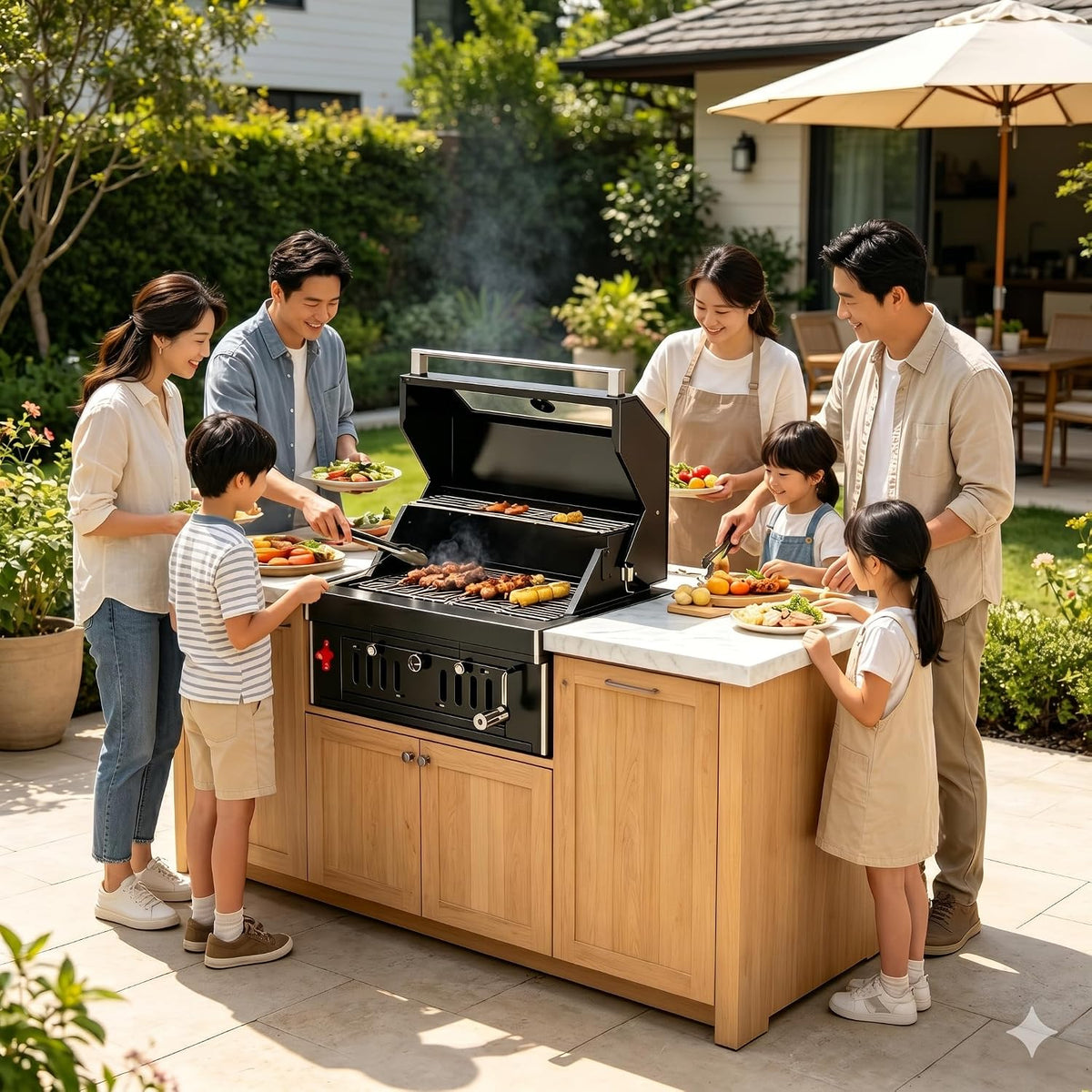 27-Inch Heavy Duty Charcoal Grill, 304 Stainless Steel Portable Outdoor BBQ with Adjustable Tray, Large Front Door & Side Vents for Backyard, Patio, Camping Family BBQ Gatherings — product view 5