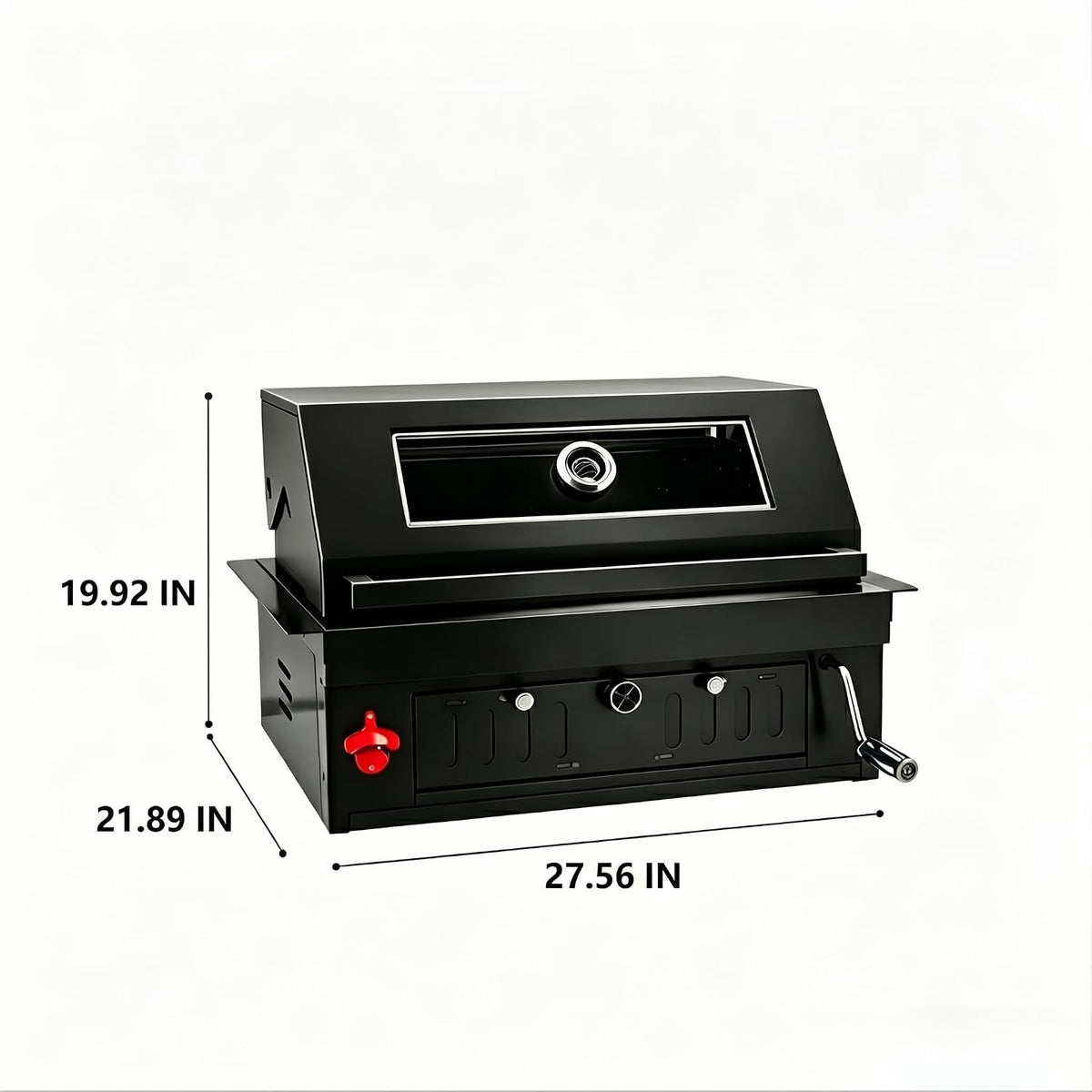 27-Inch Heavy Duty Charcoal Grill, 304 Stainless Steel Portable Outdoor BBQ with Adjustable Tray, Large Front Door & Side Vents for Backyard, Patio, Camping Family BBQ Gatherings — product view 6