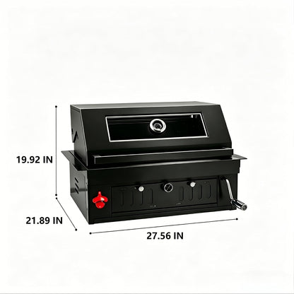 27-Inch Heavy Duty Charcoal Grill, 304 Stainless Steel Portable Outdoor BBQ with Adjustable Tray, Large Front Door & Side Vents for Backyard, Patio, Camping Family BBQ Gatherings — product view 6