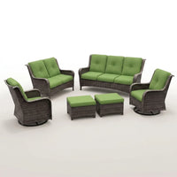 Patio Furniture Set 6-Piece Outdoor Patio Conversation Set with Green Cushions Lawn Furniture — Studio Shot