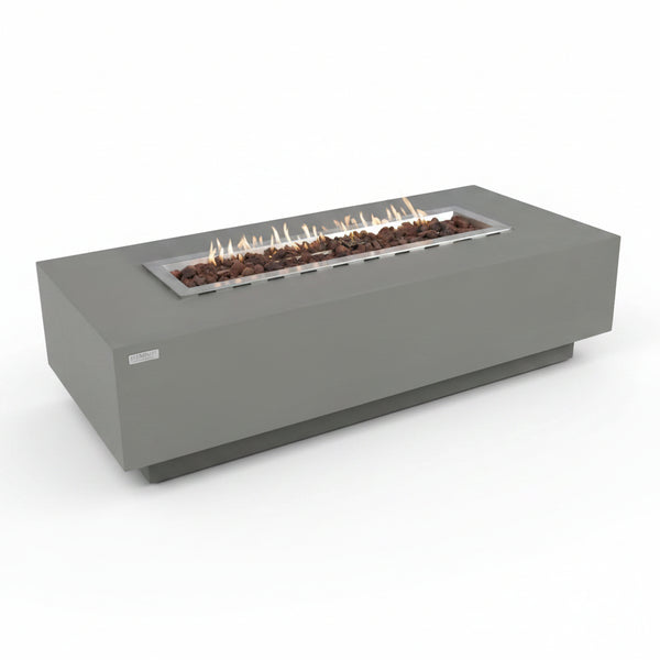 Granville Fire Table Outdoor Fire Pit 60" X 27" Cast Concrete Firepit Includes Lava Rocks 45,000 Btus Outdoor Fireplace for Patio Furniture Set, Deck, Porch, Outdoor Heater - Natural Gas