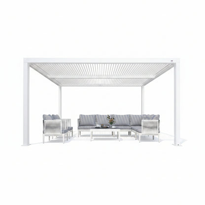 Louvered Pergola Modern White Pergola with Adjustable Roof for Deck Backyard Garden