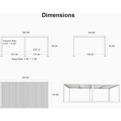 Louvered Pergola Modern White Pergola with Adjustable Roof for Deck Backyard Garden — product view 101