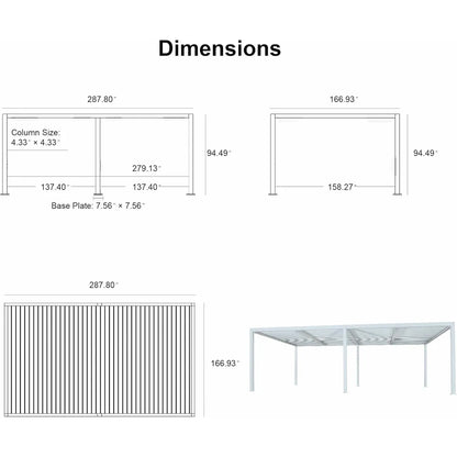 Louvered Pergola Modern White Pergola with Adjustable Roof for Deck Backyard Garden — product view 59