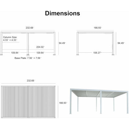 Louvered Pergola Modern White Pergola with Adjustable Roof for Deck Backyard Garden — product view 99