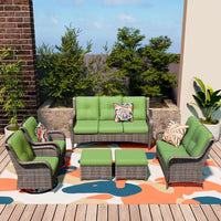 Patio Furniture Set 6-Piece Outdoor Patio Conversation Set with Green Cushions Lawn Furniture — product view 2