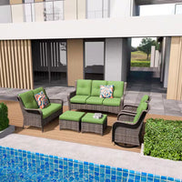 Patio Furniture Set 6-Piece Outdoor Patio Conversation Set with Green Cushions Lawn Furniture — product view 7